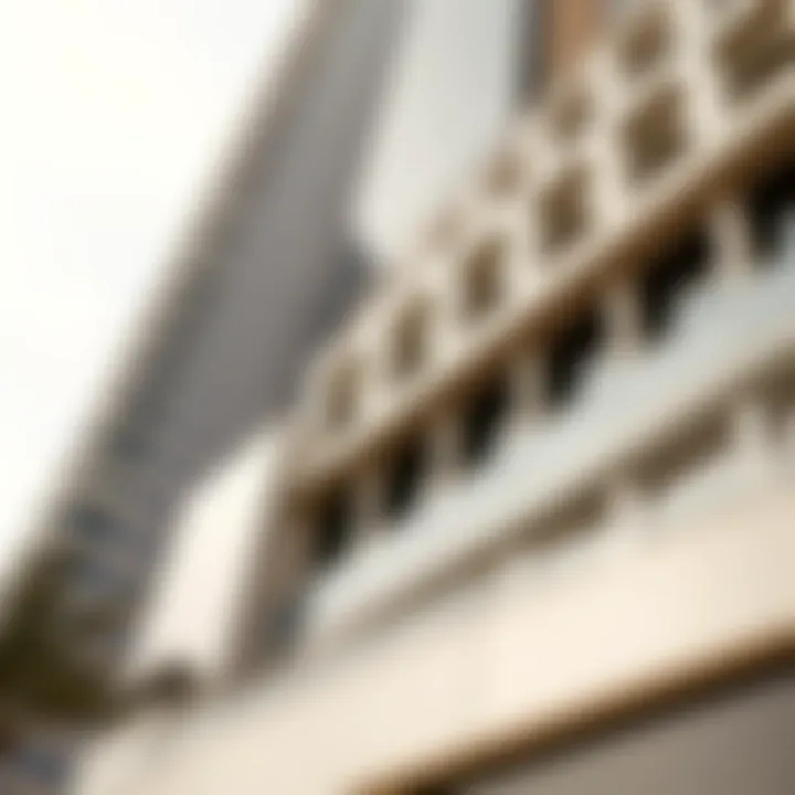 Close-up of the architectural details of Almas Tower