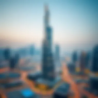 Majestic view of Almas Tower against the Dubai skyline