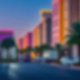 A vibrant street view of Alwasl showcasing its unique architecture