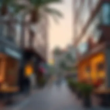 Vibrant neighborhood surrounding Viva Burjuman with shops and cafes