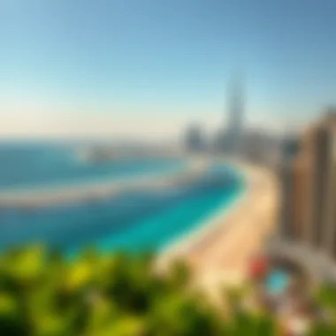Stunning Skyline Above Jumeirah Beach Panoramic view of Jumeirah Beach with Dubai skyline
