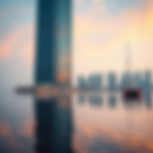Stunning view of Lake View Tower reflecting in the water