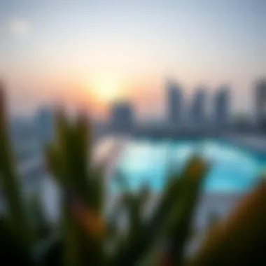 Rooftop Pool with Cityscape Lavender Hotel Al Nahda's rooftop pool with stunning cityscape