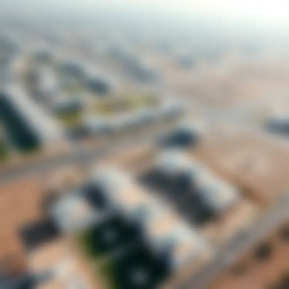 Aerial view of Al Qudra community showcasing residential properties