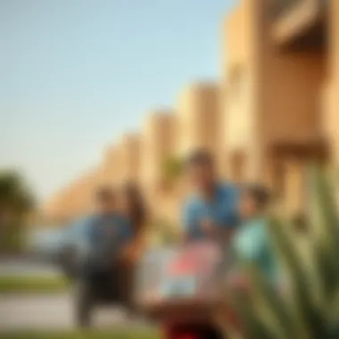 Community Amenities Enhancing Life in Al Qudra Families enjoying community amenities in Al Qudra