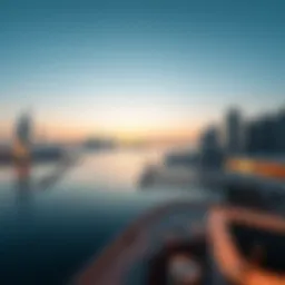 Stunning waterfront view of Yas Bay with modern skyline
